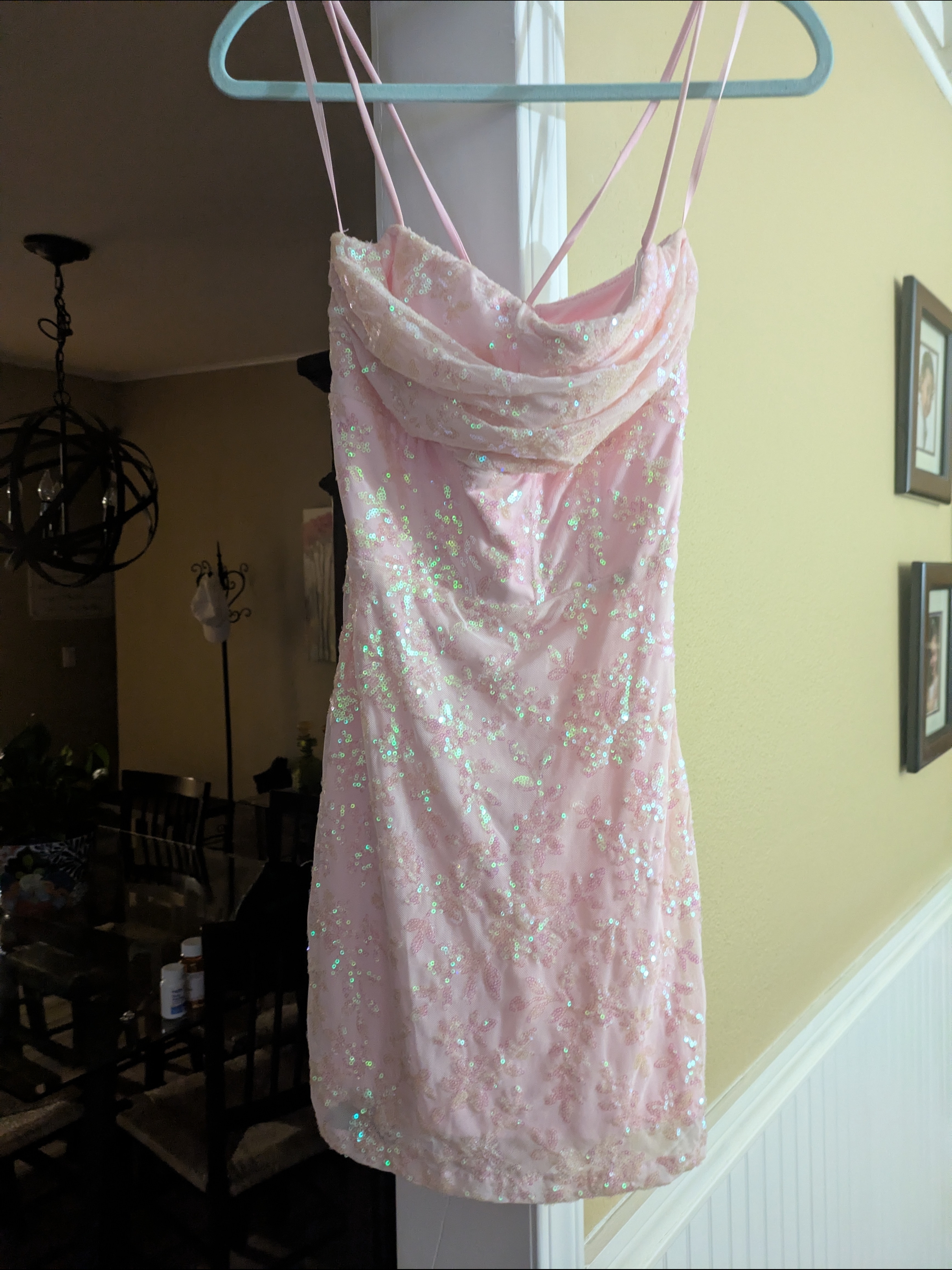 Windsor Pink Sequin Cowl Mini Dress